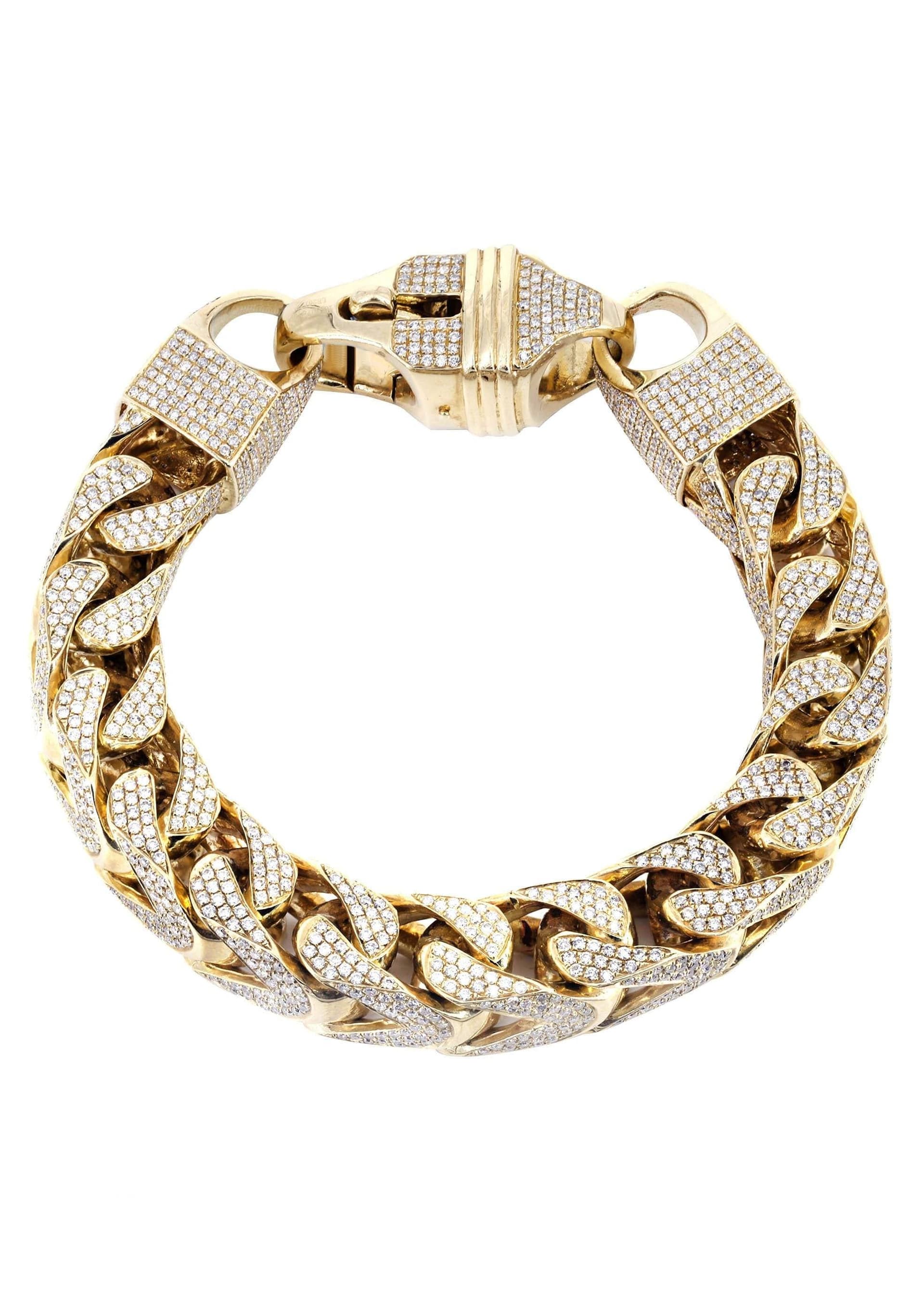 10K Yellow Gold Diamond Franco Bracelet 28.8CTW (14mm)
