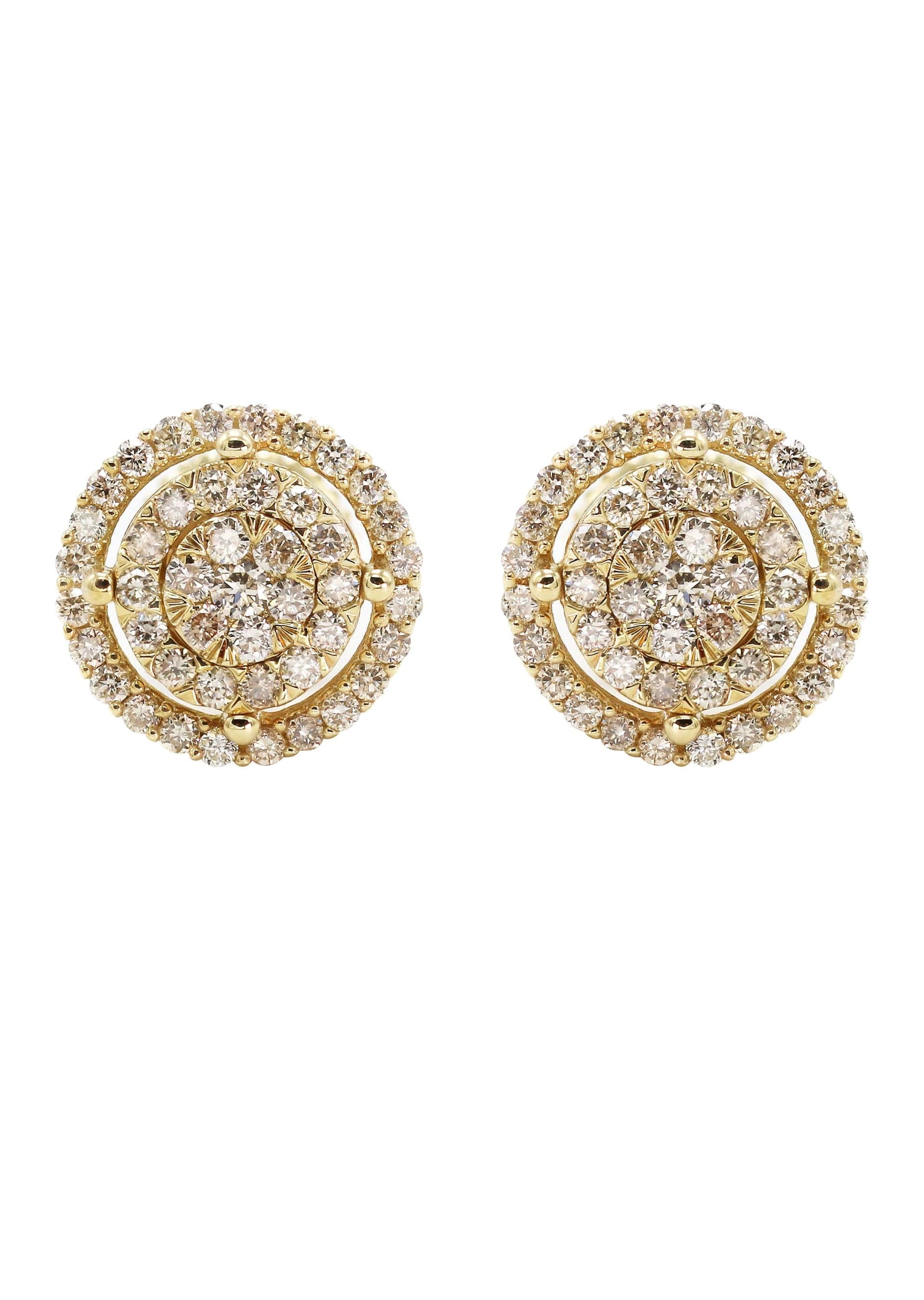 14K Yellow Gold Round Diamond Stud Earrings 0.52CTW