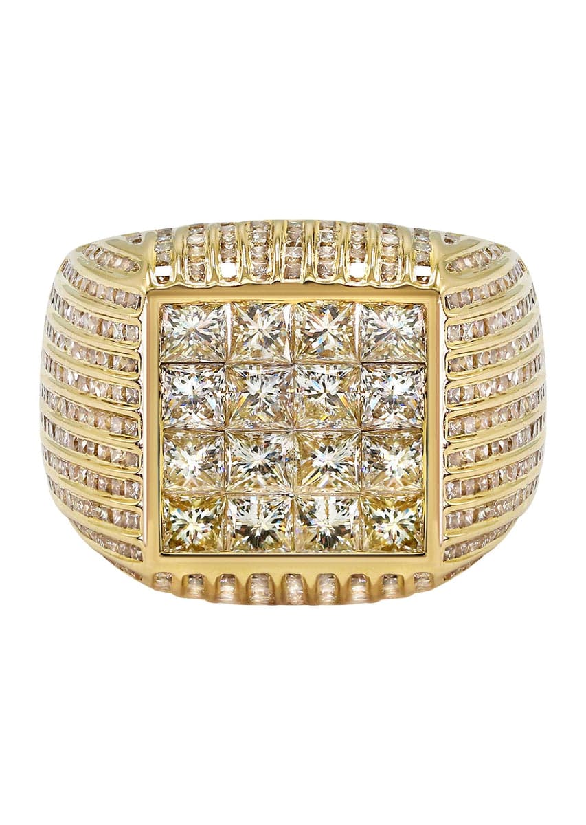10K Yellow Gold Men’s Diamond Ring 6.91CTW