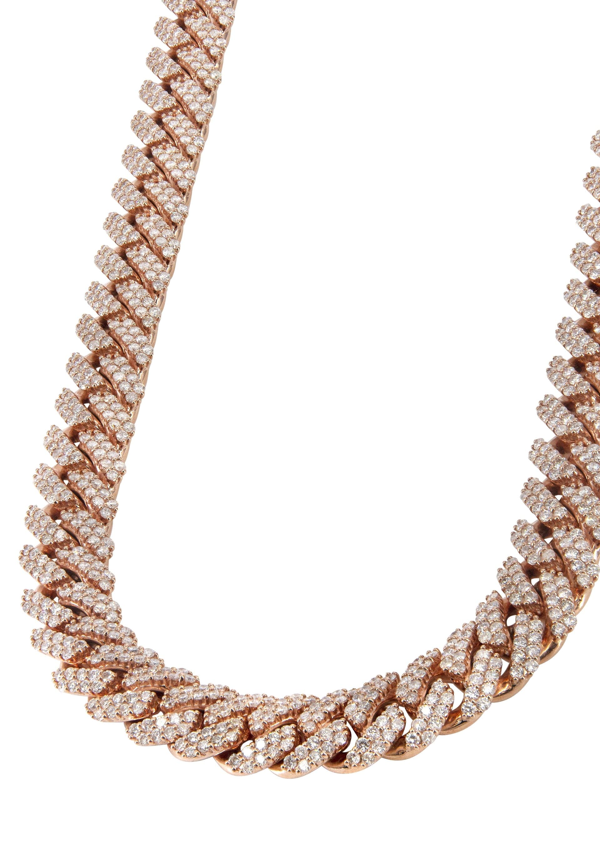 Rose Gold Iced Out Diamond Prong Cuban Link Chain