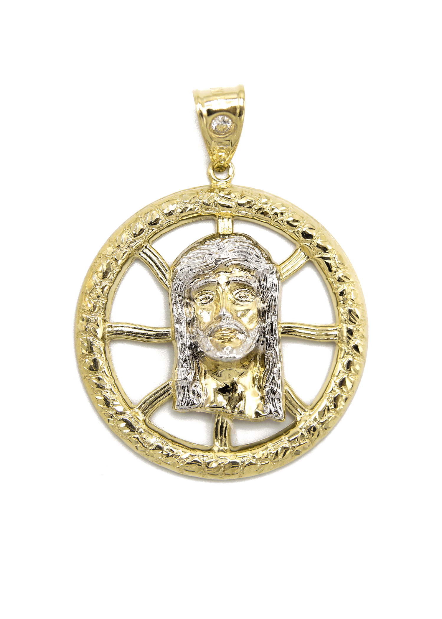 14K Yellow Gold 3D Masterpiece Diamond Jesus Head Pendant, image 3 of 4