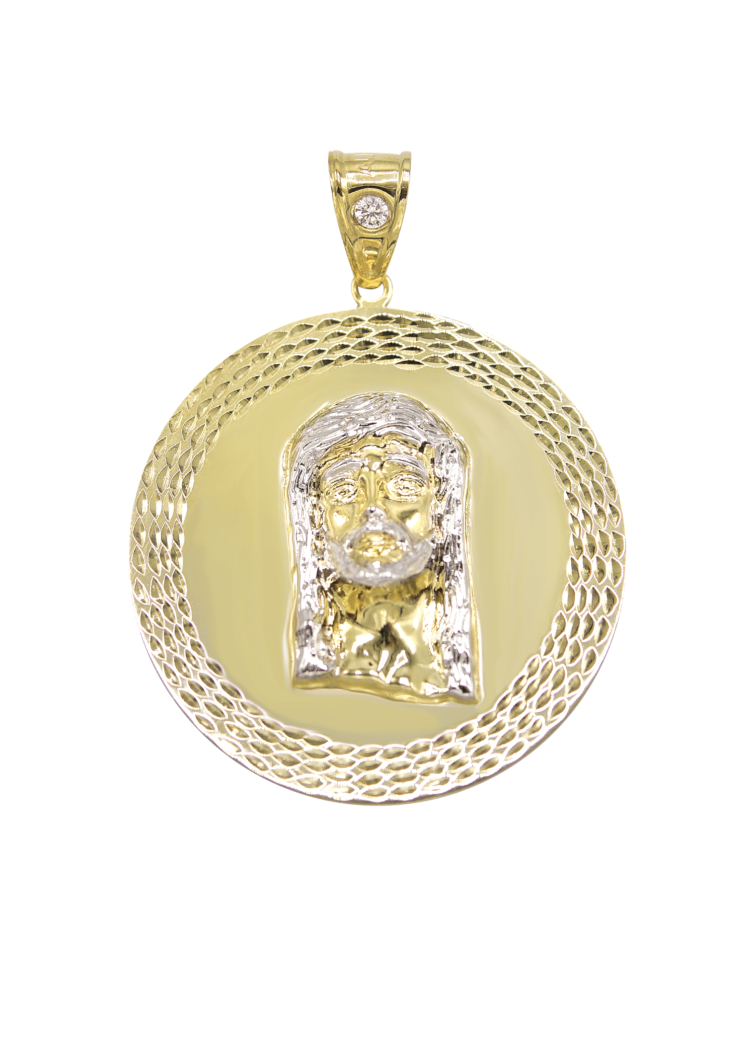 14K Yellow Gold 3D Masterpiece Diamond Jesus Head Pendant, image 4 of 4