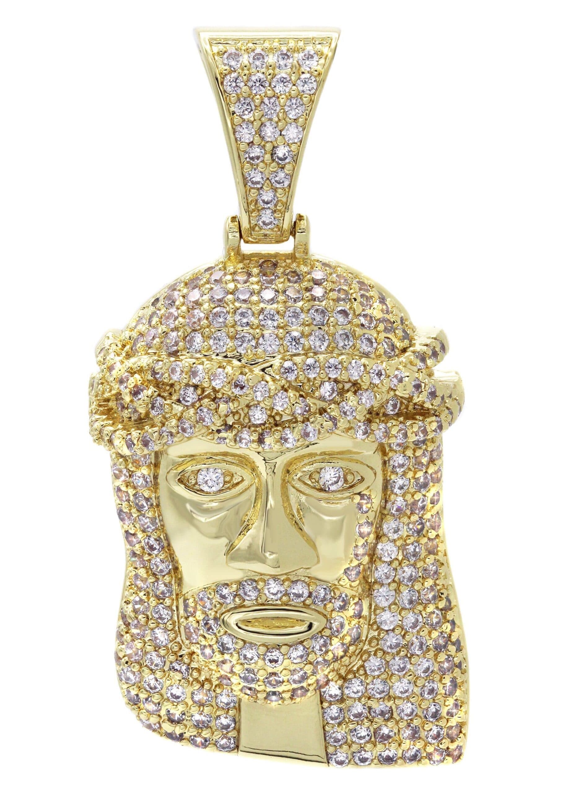 14K Yellow Gold 3D Masterpiece Diamond Jesus Head Pendant, image 1 of 4