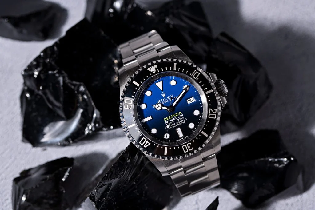 Rolex Deepsea D-Blue James Cameron with gradient blue dial, black ceramic bezel, and Oyster bracelet