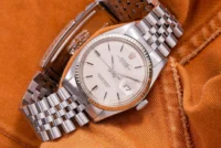Vintage Rolex Datejust stainless steel with silver dial and Jubilee bracelet close-up